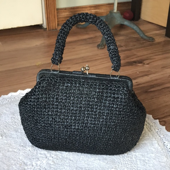 VINTAGE 1940s raffia handbag - Picture 2 of 5